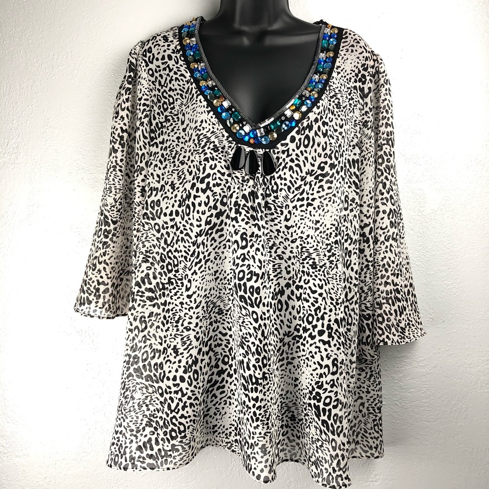 CATO animal print cheetah leopard shirt bl…